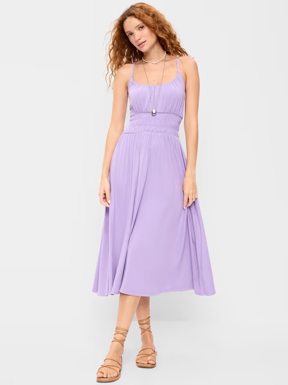 NWT Old Navy Smocked Waist Midi Dress with Spaghetti Straps Sz Small Tall